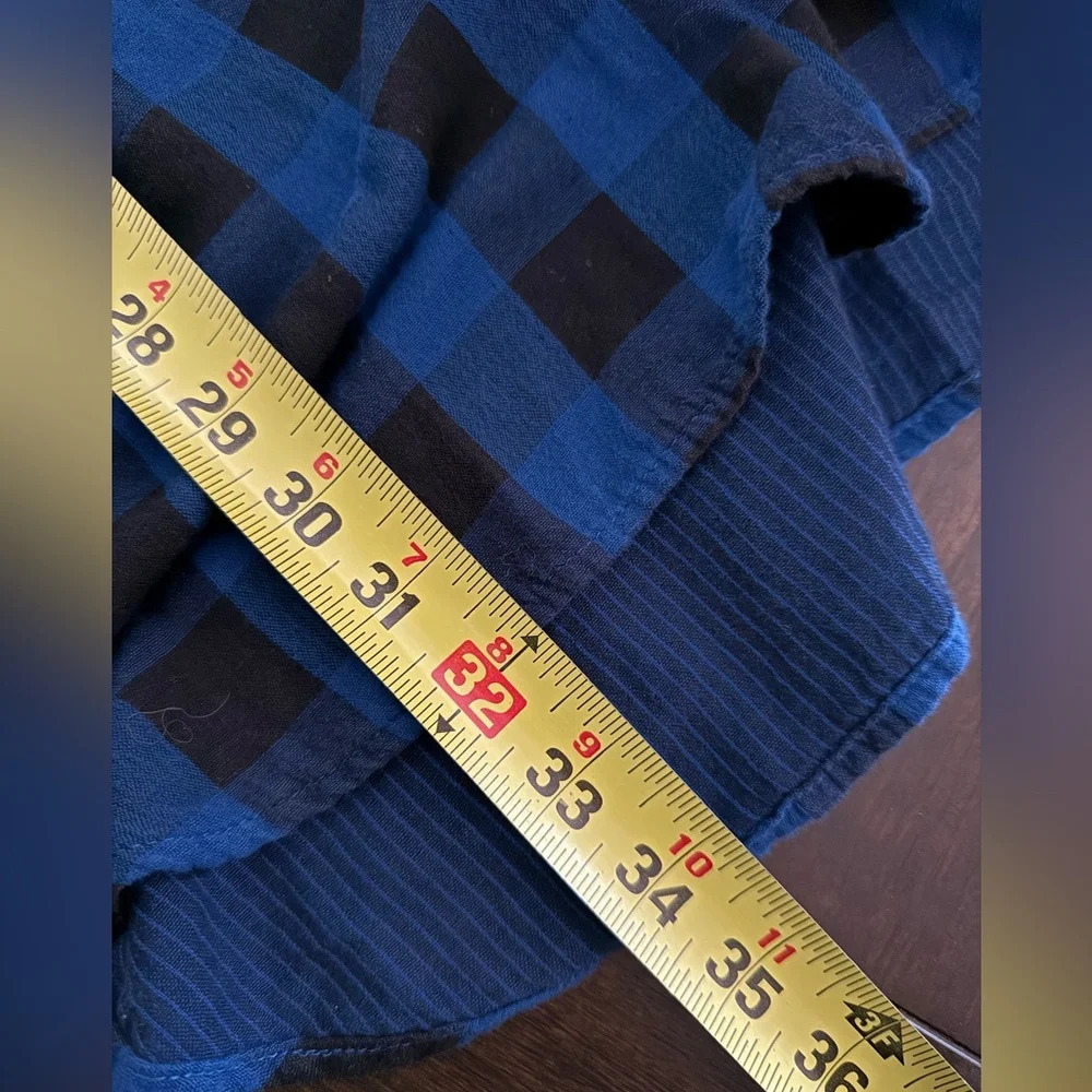 Madewell Flannel Shirt Dress - Latitude Blue Black Buffalo Plaid Size XS - Picture 11 of 12